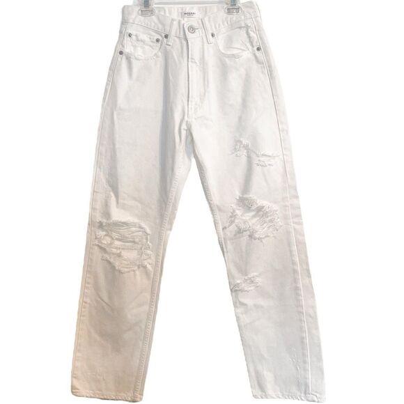 Moussy Vintage Distressed Straight Leg Jeans in White 26 - Picture 1 of 8